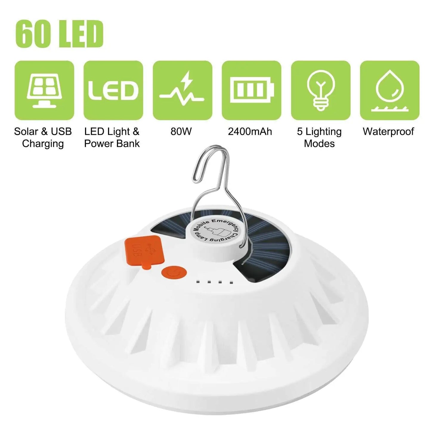 Rechargeable 60 LED Outdoor Camping Tent Light