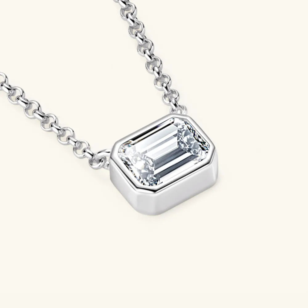 1 Carat Moissanite 925 Sterling Silver Pendant Necklace - Korvel