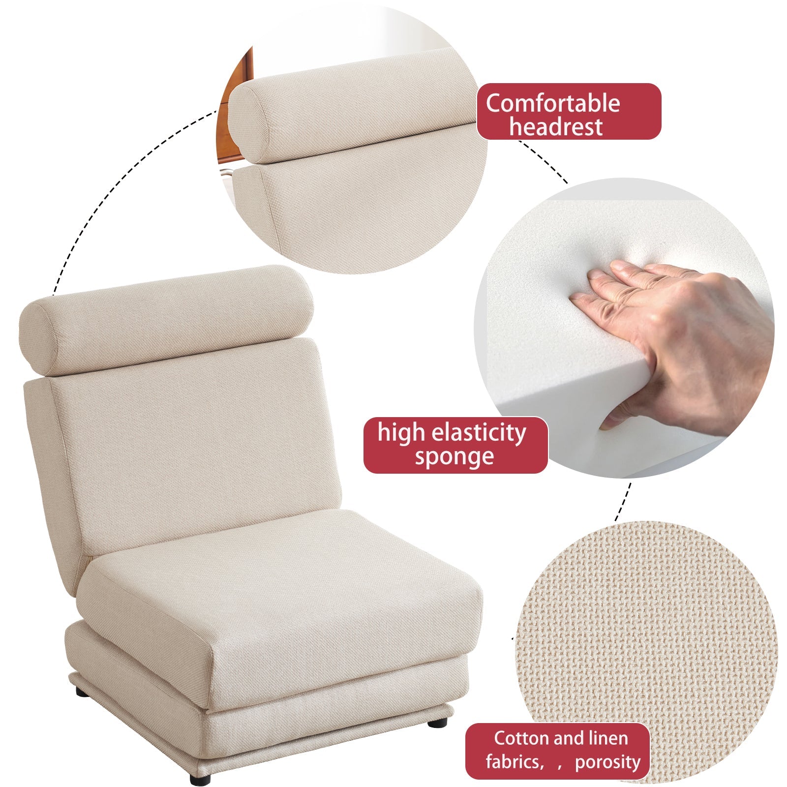 Single Sofa Chair Foldable Single Sofa Bed with Pillow,Portable Foldable Sofa Bed,Leisure Sofa Chair,Easy to Store - Korvel