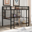 Full Size Loft Metal&MDF Bed with Long Desk and Shelves Black - Korvel