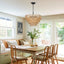 6-Light Dining Room Light Fixture, Wicker Pendant Lighting with 4-Tier Woven Lampshade, Large Farmhouse Chandeliers (20") - Korvel