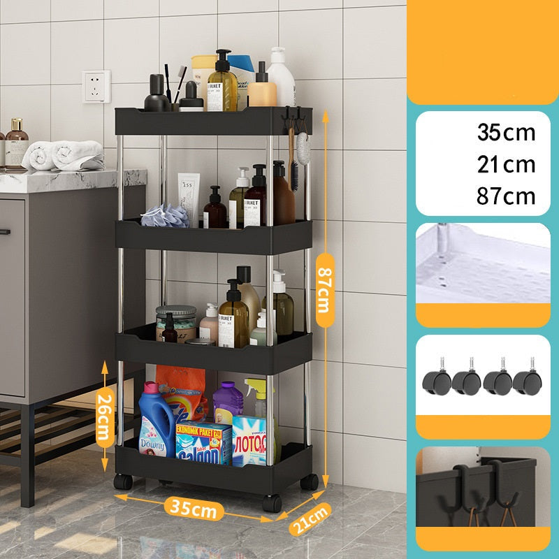 Kitchen multi layer vegetable basket rack floor-standing removable vegetable storage household multi functional trolley - Korvel