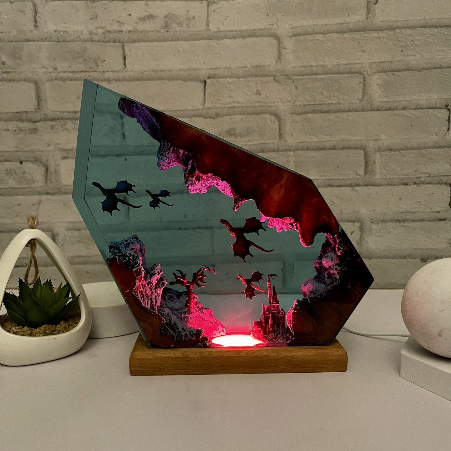 Fire Dragon and Ice Dragon Resin Lamp 3D Dragon Desk Lamp Game of Power Dragon Lamp Lighting Home Decoration - Korvel