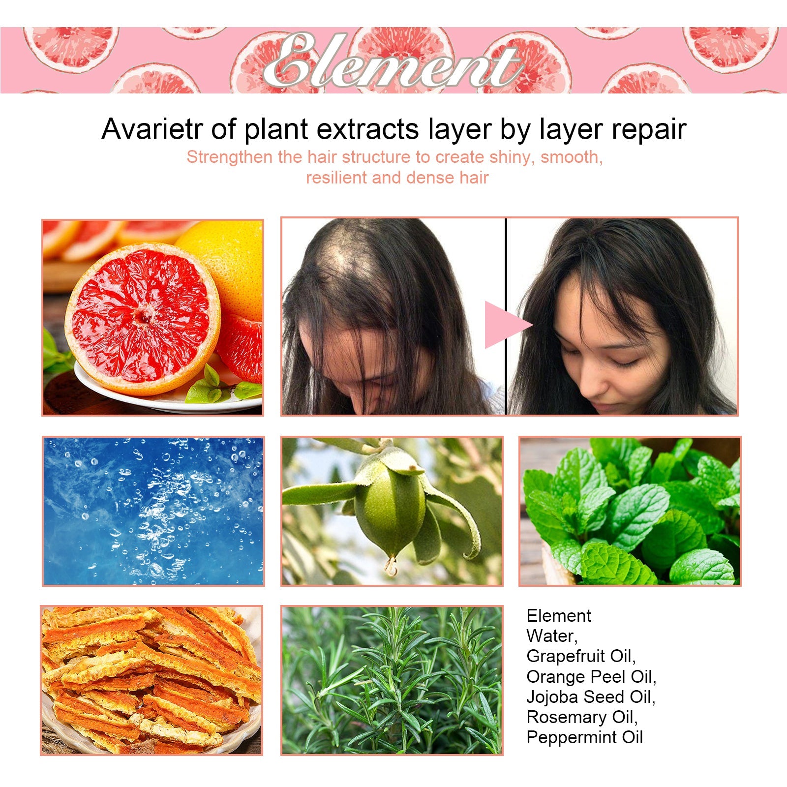 Grapefruit Hair Mist, Repair Damaged Hair Moisturizing And Thickening Hair Stabilization Spray - Korvel