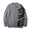 Graffiti Print Crew Neck Knit Sweater Men's Loose Fit Pullover with Hem Holes Street Style Trendy Design - Korvel