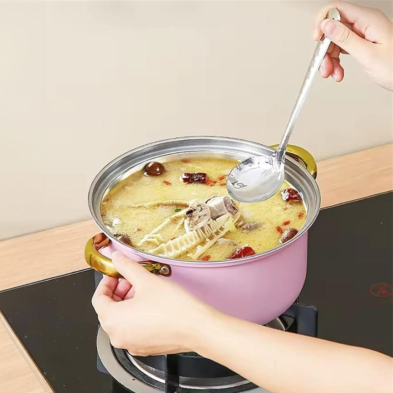 12-Piece Wine Red Non-Stick Stainless Steel Soup Pot Set