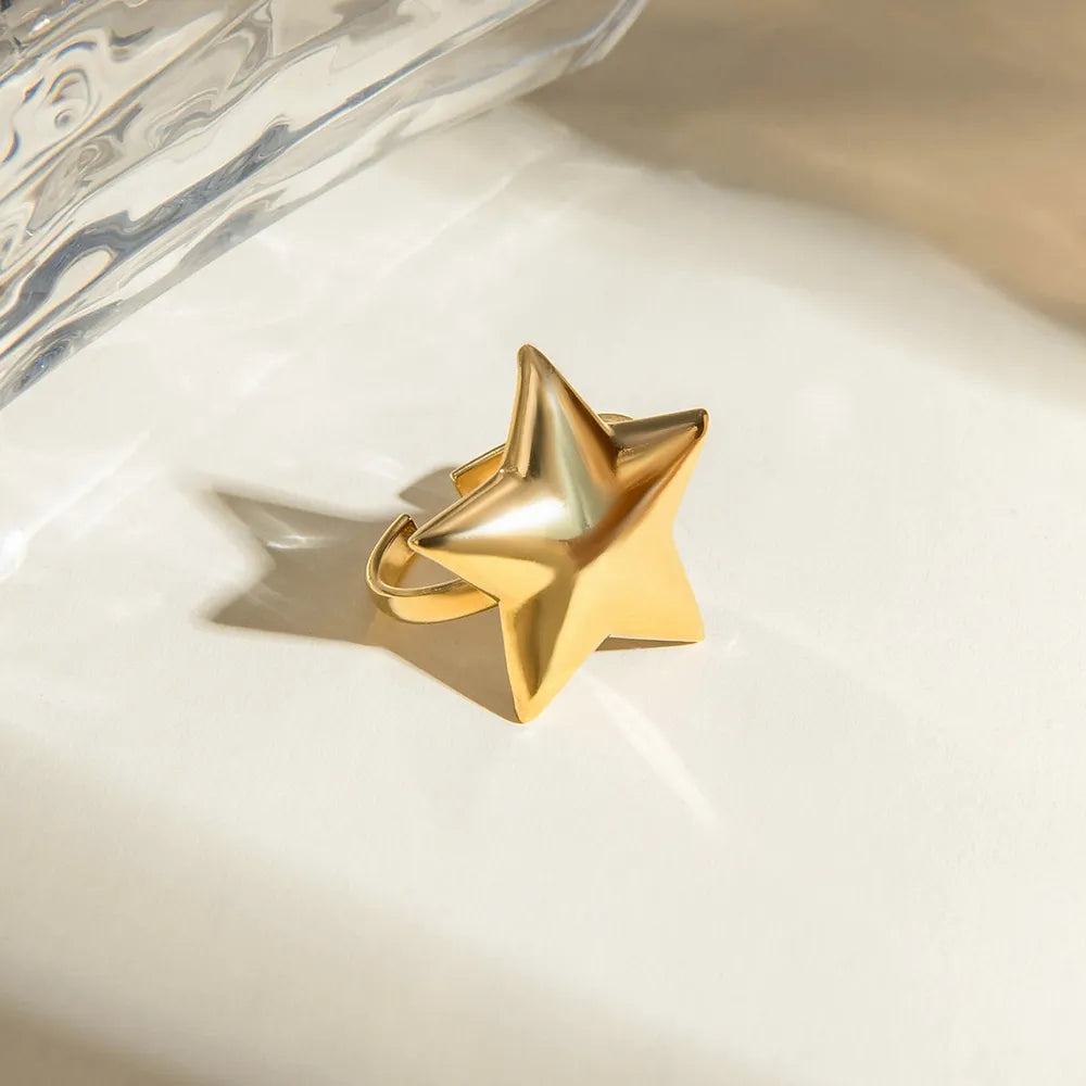 18K Gold-Plated Stainless Steel Star Ring - Korvel