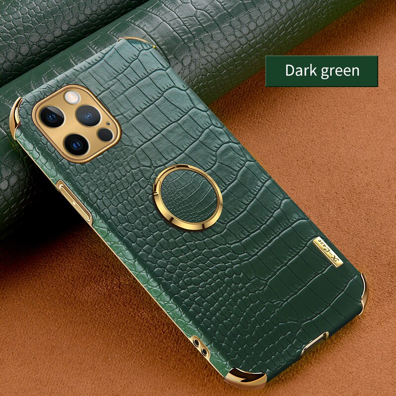 Luxury Crocodile pattern Leather Holder Phone Case For iPhone 11 12 13 Pro Max Mini X XR XSMax 7 8 Plus SE 2020 Shockproof Cover - Korvel