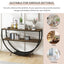 TREXM Rustic Industrial Design Demilune Shape Textured Metal Distressed Wood Console Table (Distressed Brown) - Korvel