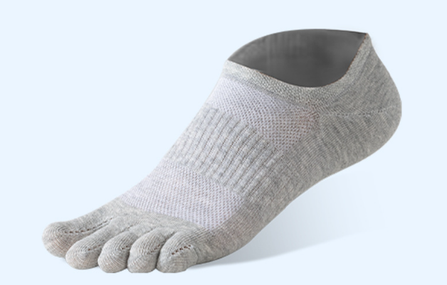 1 pair Pure Cotton Five Finger Short Socks Men Sweat Absorbent Antibacterial Breathable Mesh Boat Socks Running Sports Toe Sock - Korvel
