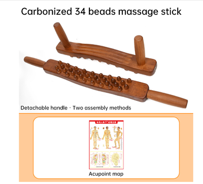 Handheld 34 Beads Home Massaging Device wood stick massage tool Body Massage Wooden Guasha Tool for Relaxation - Korvel