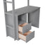 Wood Twin Size Loft Bed with Wardrobes and 2-Drawer Desk with Cabinet Gray - Korvel