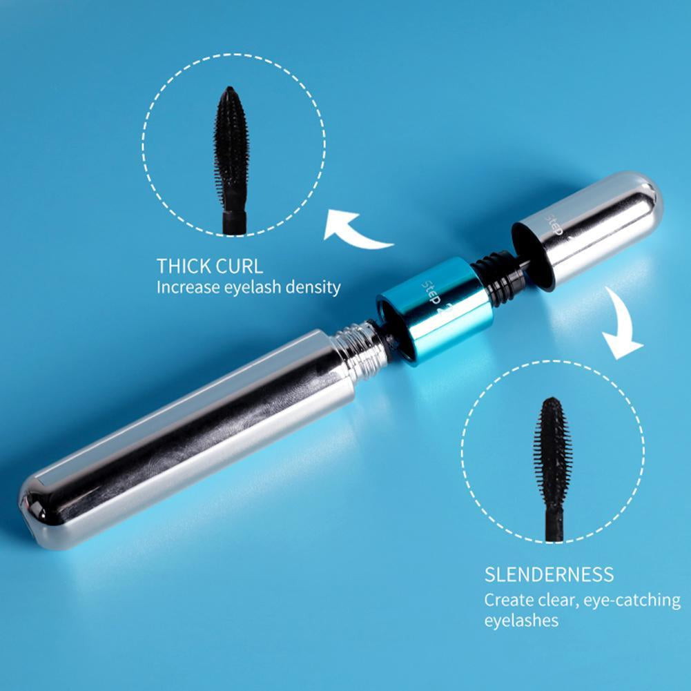 2 in 1 double ended 4d silk fiber mascara waterproof quick drying mascara for eyelash extension black thick eyelashes makeup cosmetics - Korvel