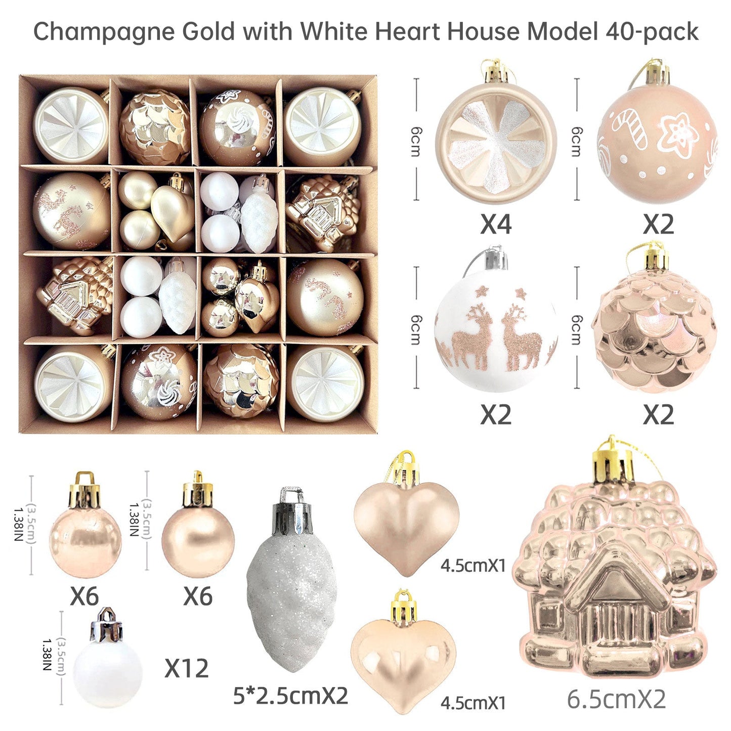 Christmas decoration 6cm electroplated ball plastic ball special-shaped painted Christmas ball gift Christmas tree pendant - Korvel