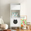 White wooden hidden cat trash can with rack and trash can shell, indoor cat house pet box, storage cabinet - Korvel