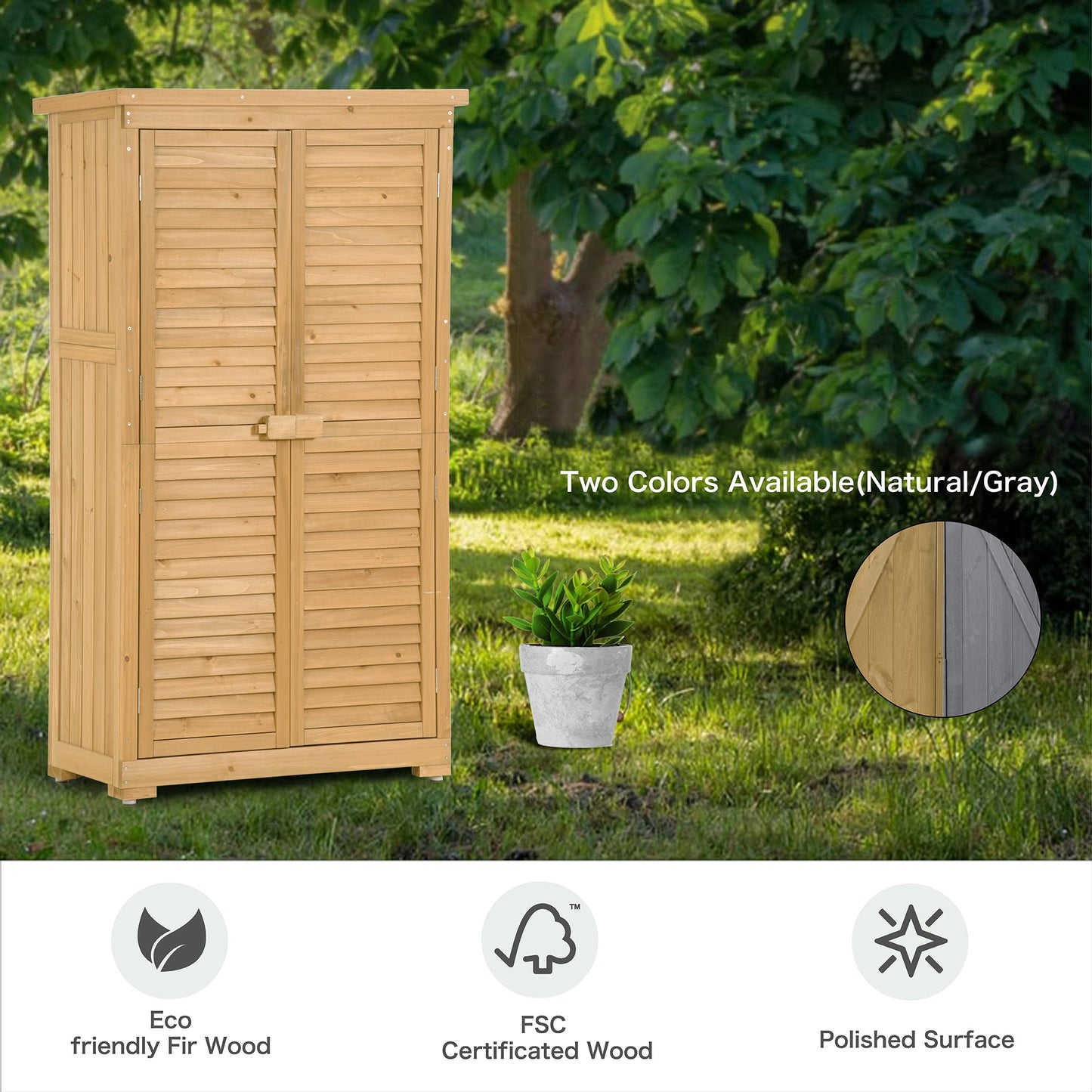 Premium Wooden Garden Shed - 3-Tier Outdoor Storage Cabinet