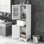 Elegant Tall Bathroom Cabinet with Adjustable Shelf - White