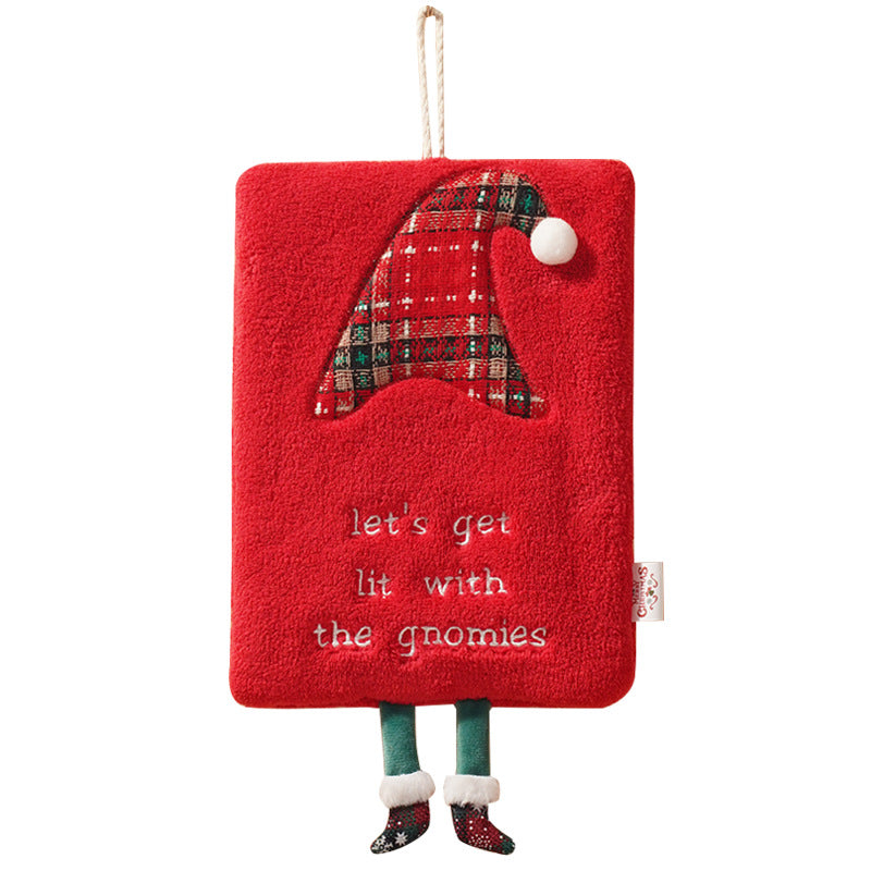 New Christmas hand towel can be hung with thick coral fleece towel, kitchen absorbent quick drying cloth, cartoon hand towel - Korvel