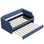 Upholstered Daybed with Trundle, Wood Slat Support,Upholstered Frame Sofa Bed Twin Blue - Korvel