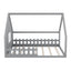 Full Size Wood House Bed with Window and Fence  Gray - Korvel