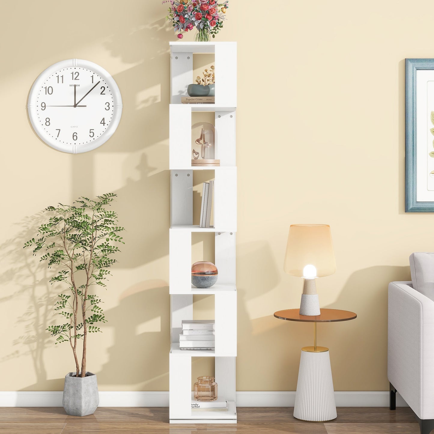 6-Layer Rotating Acrylic Bookshelf for Creative Spaces