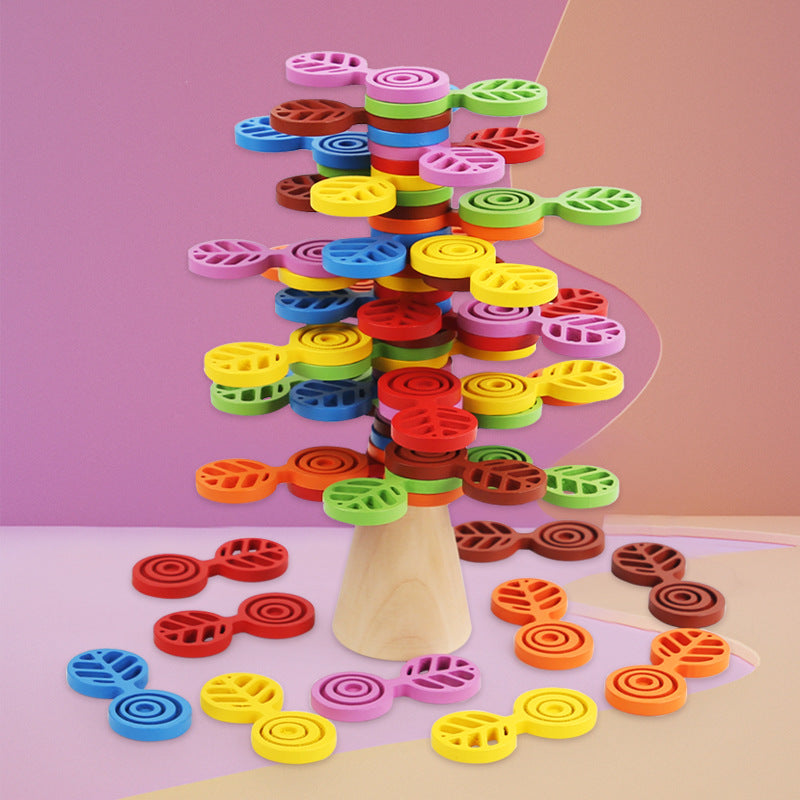 Stacking Tree Balance Building Blocks for Children's Puzzle, Stacking High, Stacking Music, Balance Tree Building, Wooden Toys, Parent Child Game - Korvel