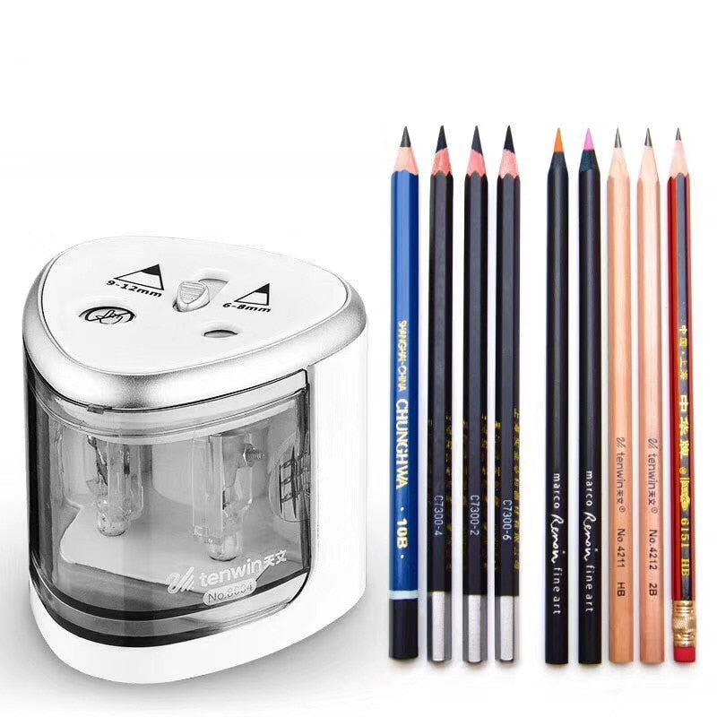 New Automatic pencil sharpener Two-hole Electric Switch Pencil Sharpener stationery Home Office School Supplies - Korvel