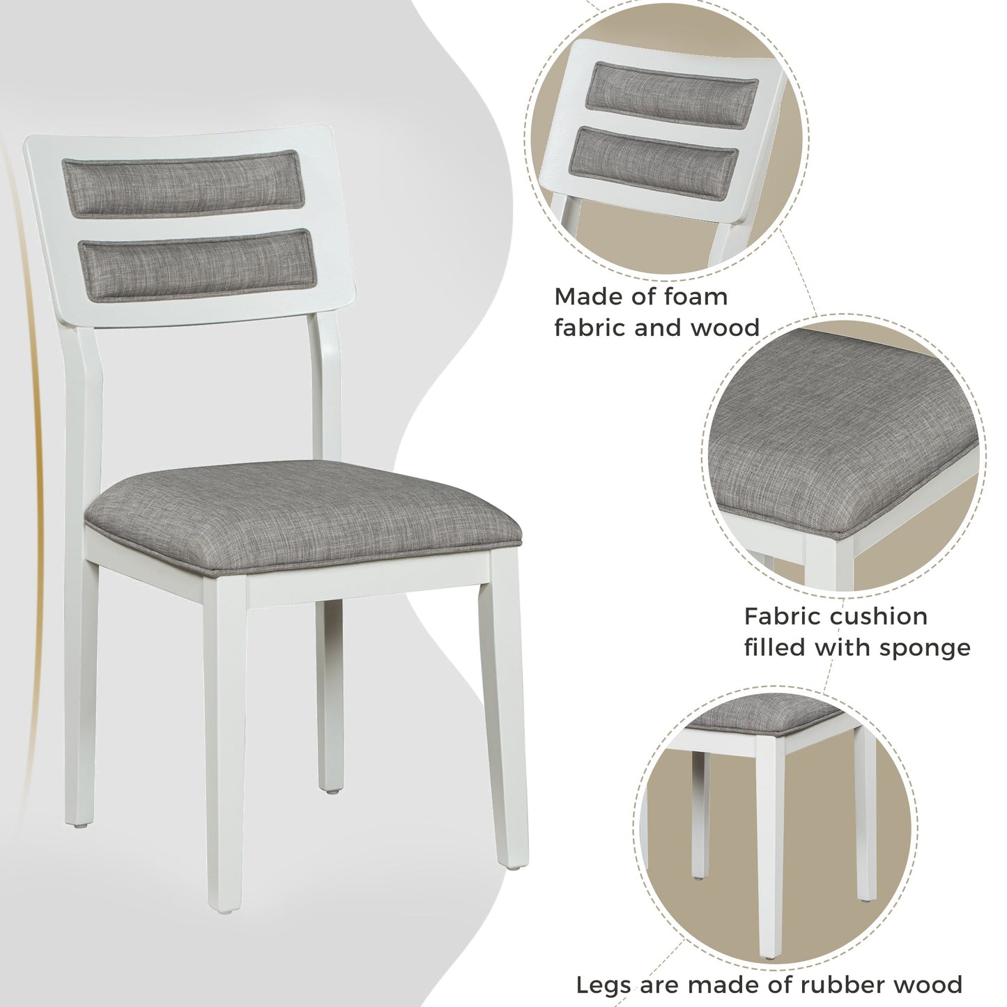 Ensemble de salle à manger TREXM Classic 6 pièces - Blanc et gris