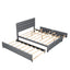 Queen Upholstered Platform Bed with Twin Size Trundle and Two Drawers Grey - Korvel
