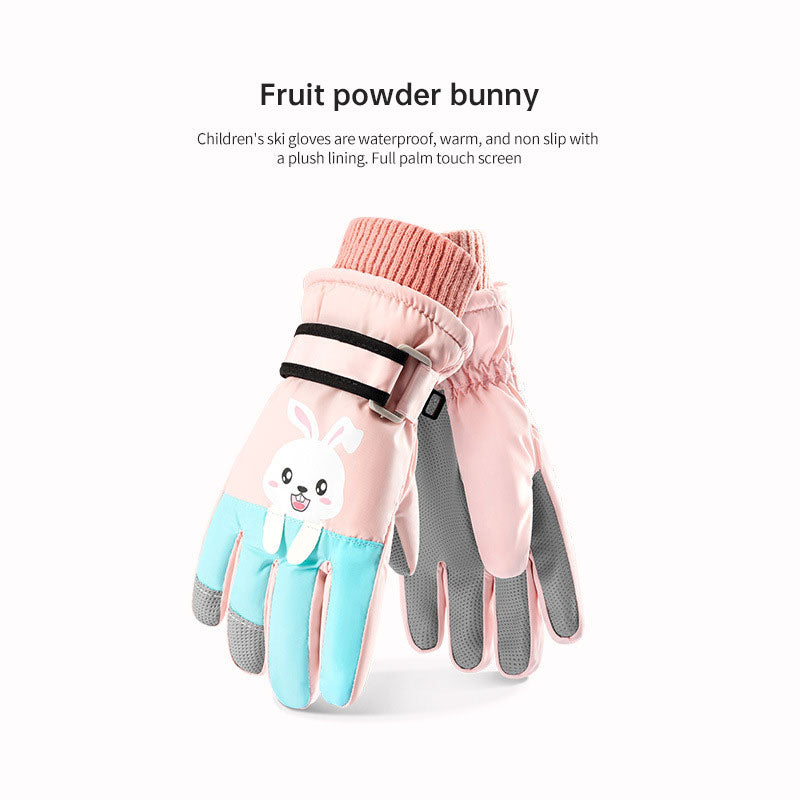 Winter children skiing gloves cycling waterproof windproof cashmere thick warm gloves children - Korvel