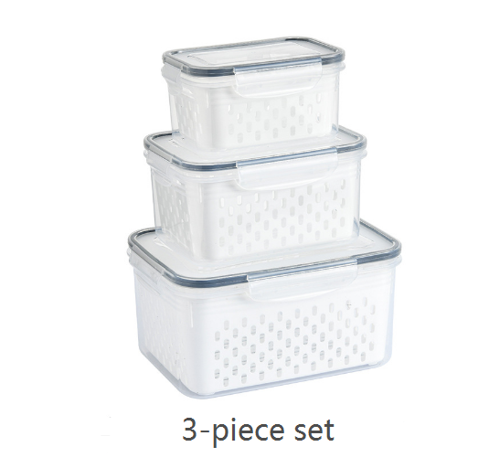Kitchen food sealed preservation box fruit and vegetable drainage plastic storage box with lid - Korvel