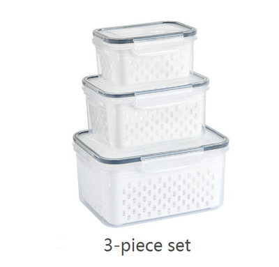 Kitchen food sealed preservation box fruit and vegetable drainage plastic storage box with lid - Korvel