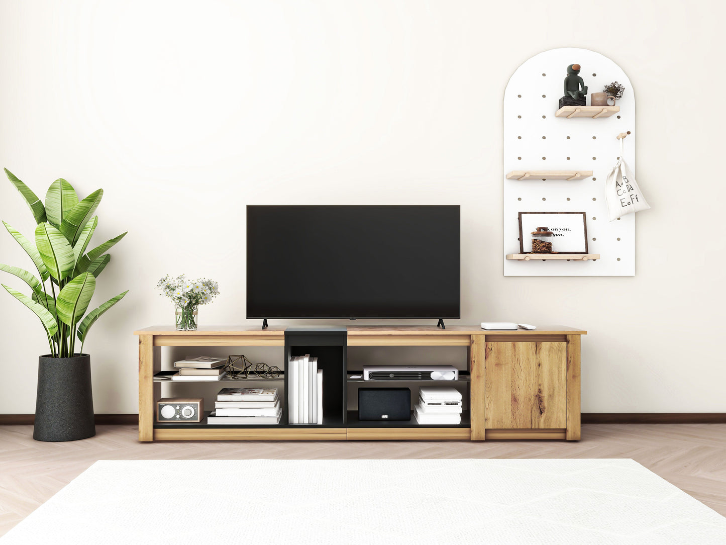 Meuble TV moderne pour téléviseurs jusqu'à 80 pouces avec éclairage LED