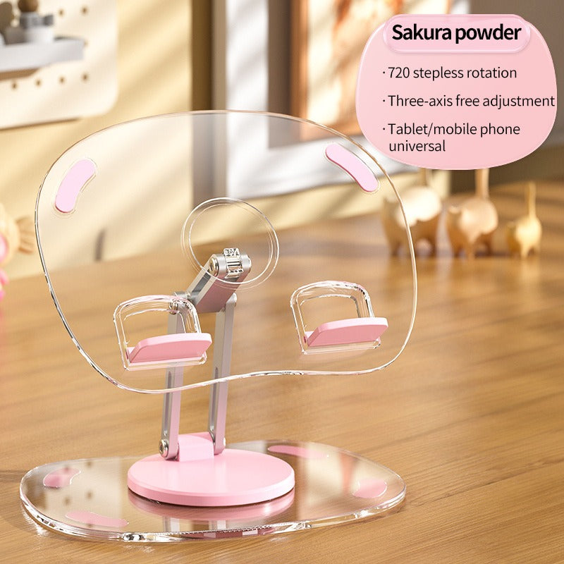 360-Degree Rotating Acrylic Tablet Stand - Foldable & Portable