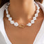 Fashionable irregular shaped pearl necklace, light luxury style, metallic feeling, collarbone chain set - Korvel