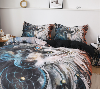 3D digital printing wolf warrior quilt cover three piece bedding home textile - Korvel
