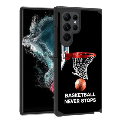 BWOOLL Hybrid Armor Case for Samsung Galaxy S23 Ultra - Basketball Design