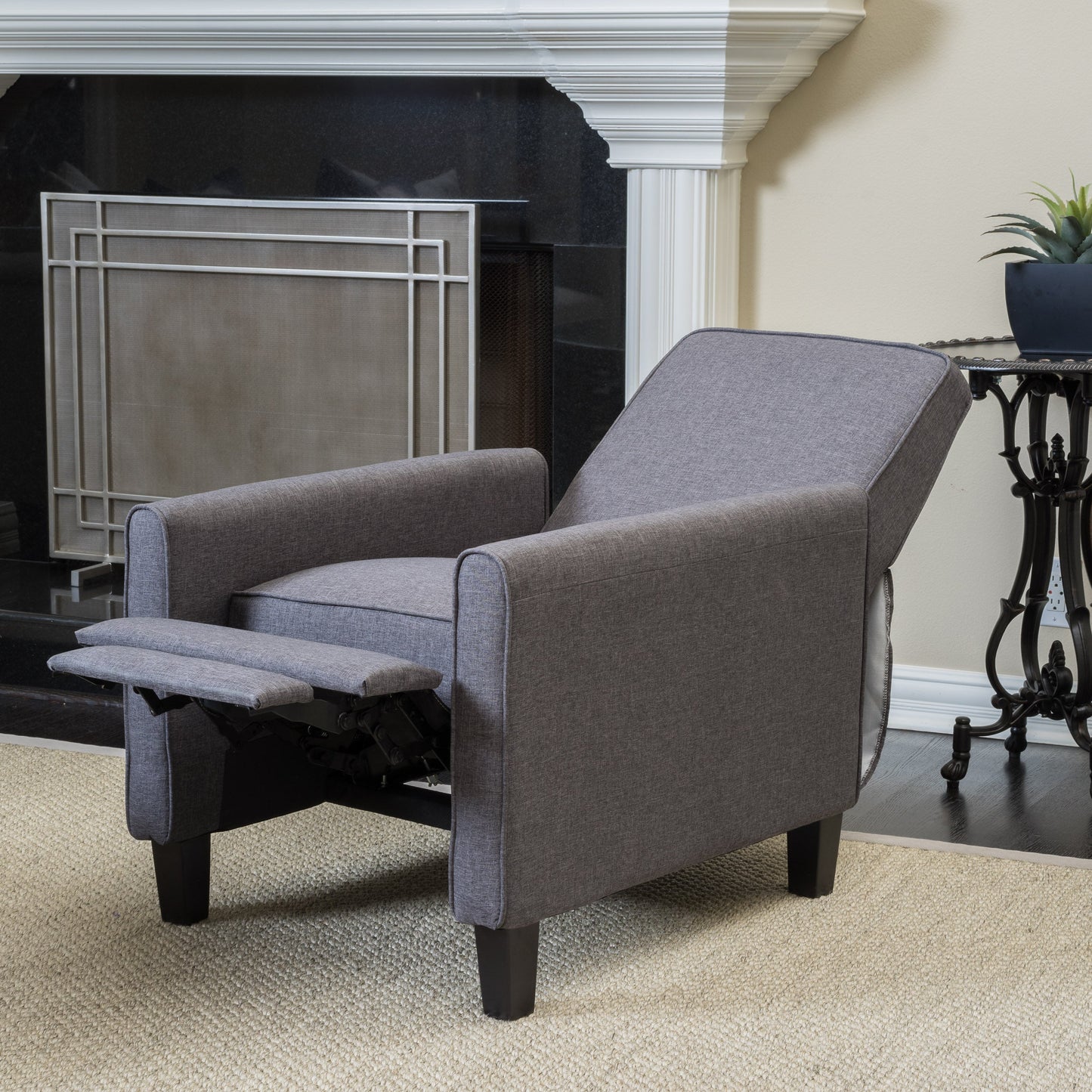 Smoke Fabric Push Back Chair for Elegant Home Décor - Korvel
