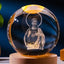 Luminous crystal ball with carved Jesus solid wood base for home decoration - Korvel