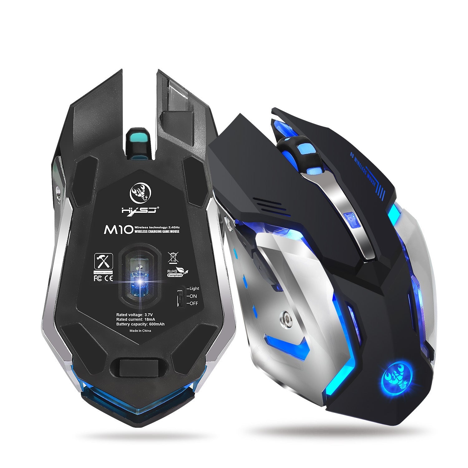 Wireless gaming mouse rechargeable 2.4G mouse with built-in 600mAh RGB illuminated business office mute mouse - Korvel