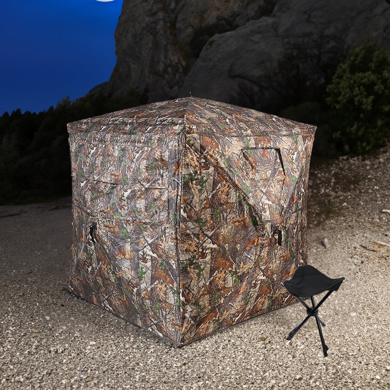 Outdoor See-Through Camouflaged Hunting Blind - Pop-Up Camo Tent for Hunting - Korvel