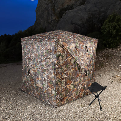 Outdoor See-Through Camouflaged Hunting Blind - Pop-Up Camo Tent for Hunting - Korvel