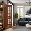 Corner Curio Cabinet with 5 Shelves and Lighting System, Oak(E26 light bulb not included) - Korvel