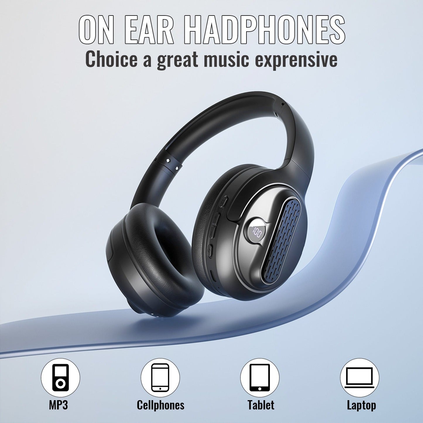 Head mounted Bluetooth earphones with portable power bank wireless earphones Type-C interface foldable card insertion - Korvel