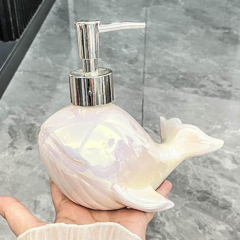 Creative Ceramic Whale Lotion Bottle Household Soap Bottle Shampoo Shower Gel Bottle Hand Sanitizer Bottles Bathroom Supplies - Korvel