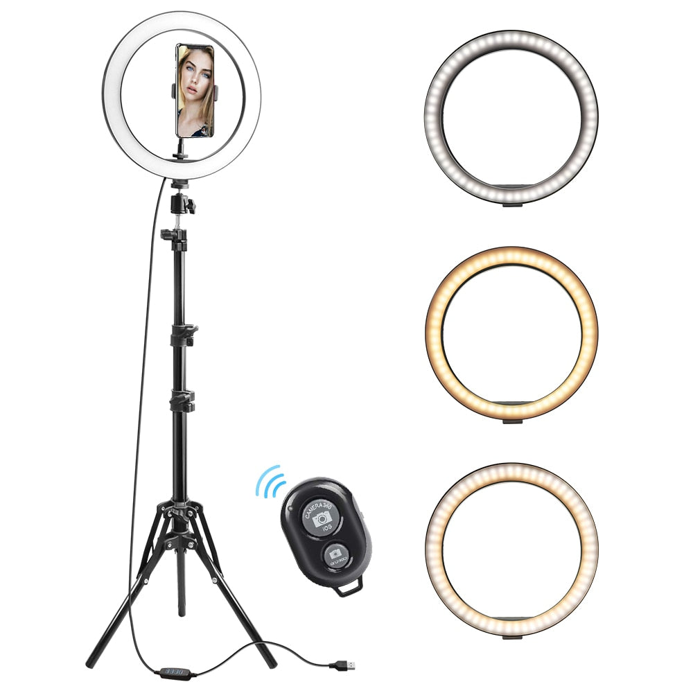 10 Inch  26CM  Ring Light with Stand - Rovtop LED Camera Selfie Light Ring for iPhone Tripod and Phone Holder for Video Photography - Korvel