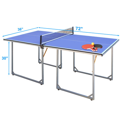6ft Foldable Portable Table Tennis Table Set