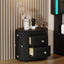 Elegant PU Nightstand with 2 Drawers and Crystal Handle,Fully Assembled Except Legs&Handles,Storage Bedside Table - Black - Korvel