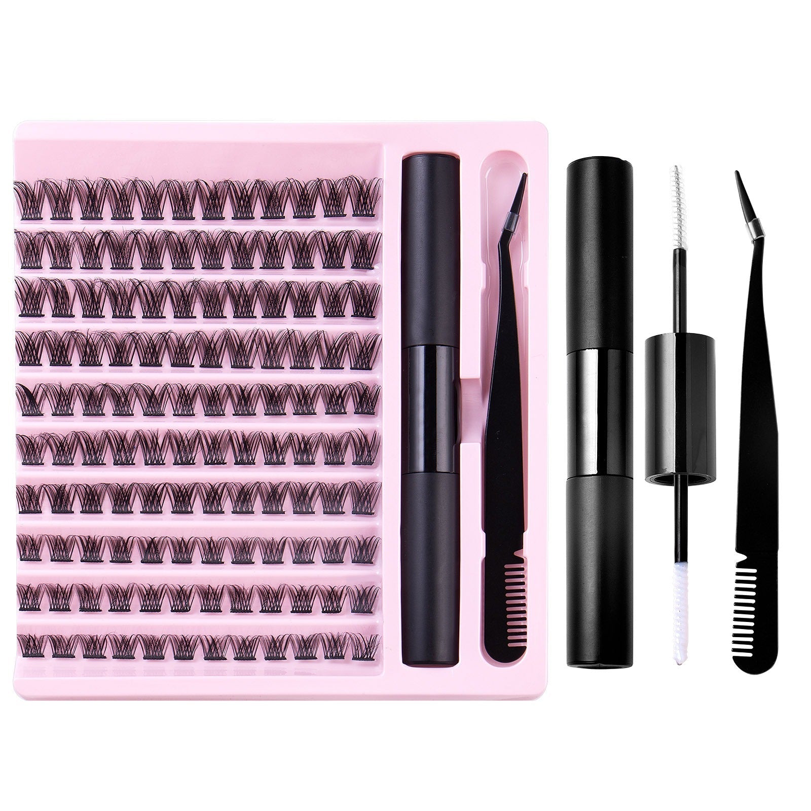 Eyelash DIY Eyelash Extensions Kit Private Label Lash Clusters DIY with Bond Seal Glue and Tweezers Set - Korvel