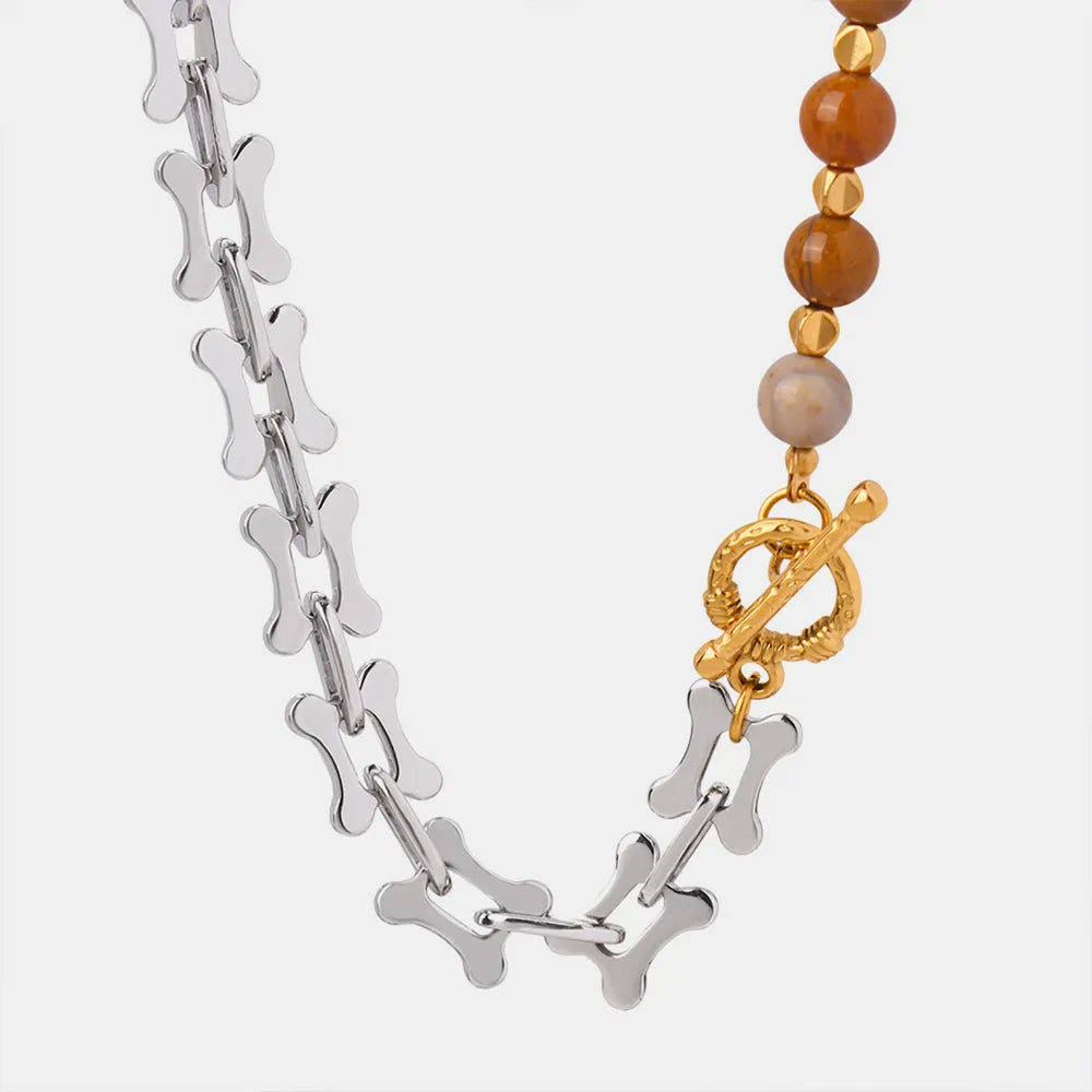 Collier en Pierre de Jaune d'Oeuf en Acier Titane